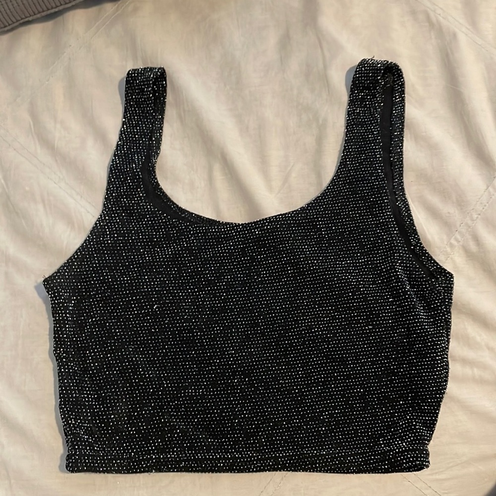 shimmer black cropped tank